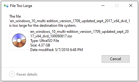 the file is too large for the destination file system