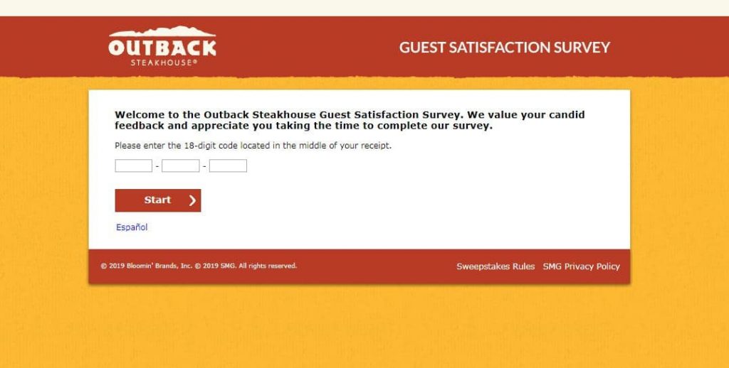 outback steakhouse survey