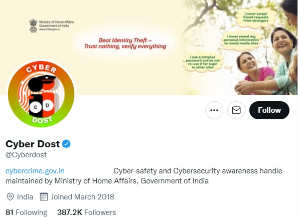 CyberDost Twitter Handle: GOI Launched Twitter Handle for CyberCrime