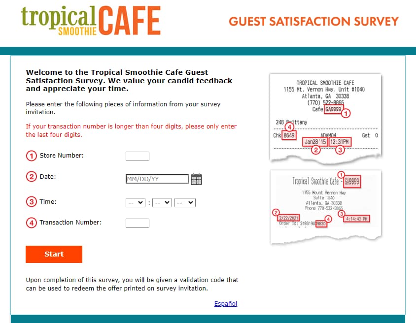 Tropical Smoothie Café Customer Satisfaction Survey