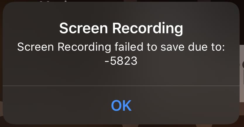 Screen Recording Failed to Save Due to 5831